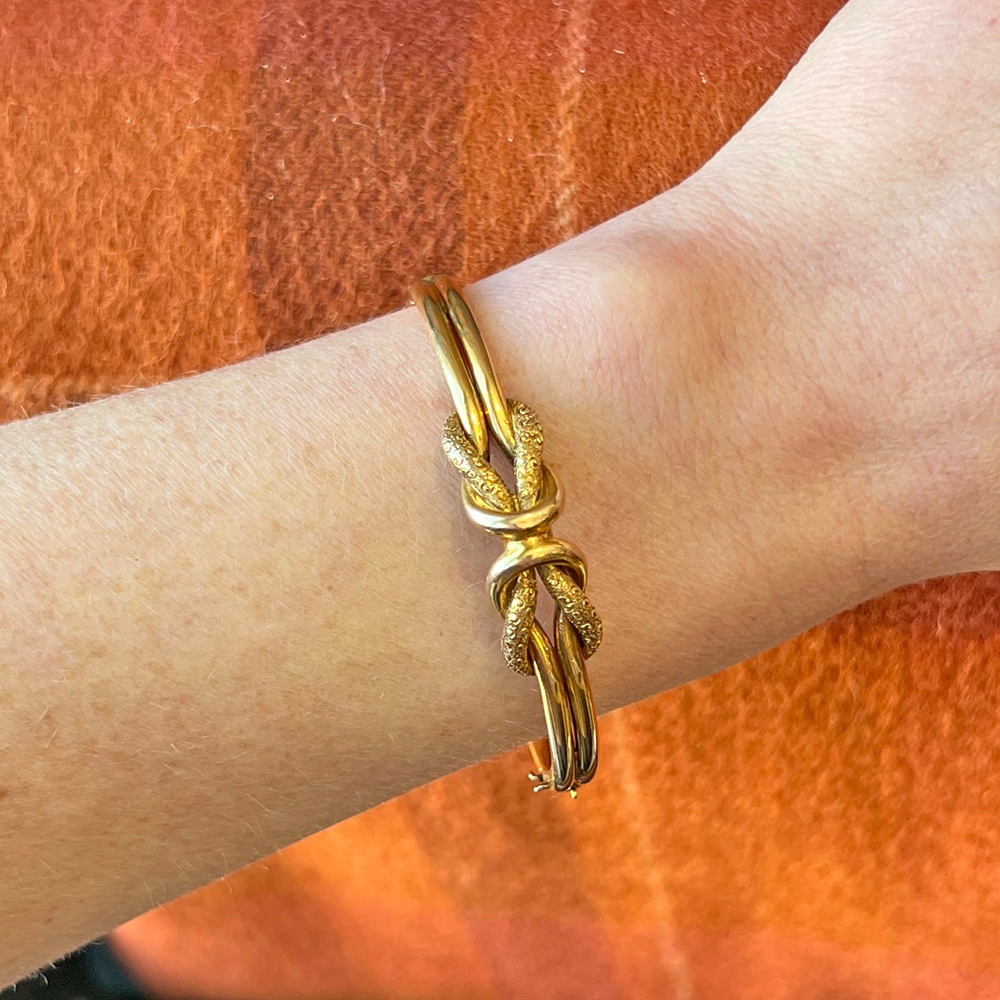 Antique Victorian Love Knot Bangle 15k Gold