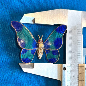 Antique Enamel Butterfly Brooch Metal Paste