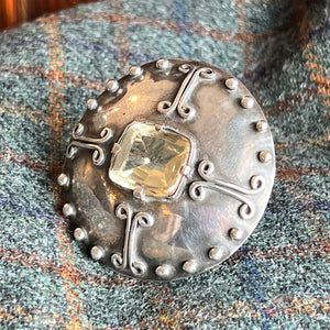 Antique Large Silver Citrine Celtic Brooch 'Catherine'