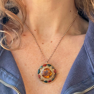 Antique Victorian Scottish Citrine Agate Brooch Pendant, c. 1870