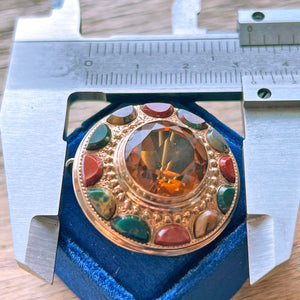 Antique Victorian Scottish Citrine Agate Brooch Pendant, c. 1870