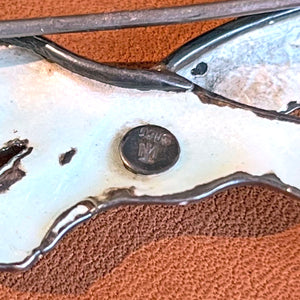 Antique Silver Enamel Brooch Seagull in Flight