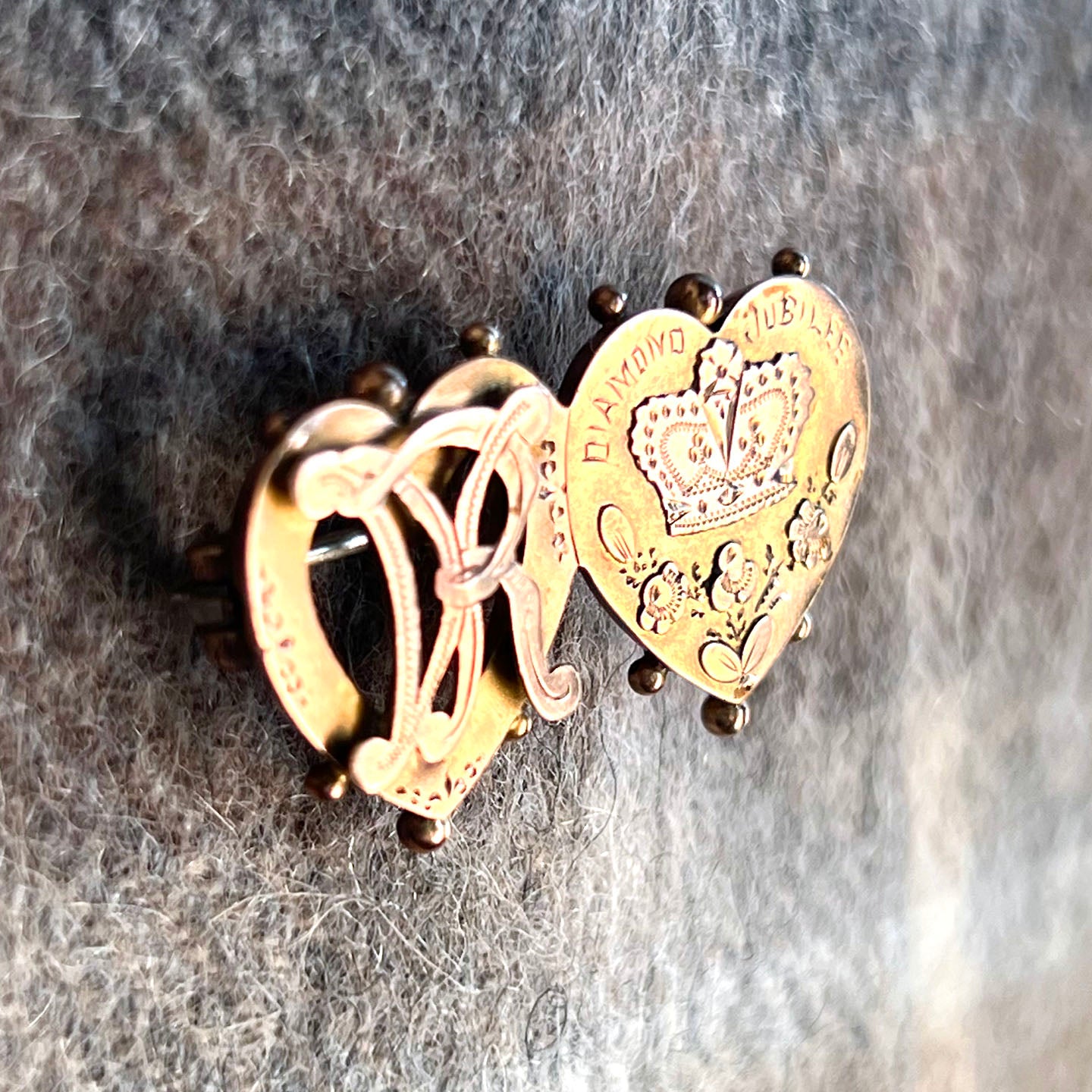 Antique Brooch Queen Victoria Diamond Jubilee 9k Gold Victorian