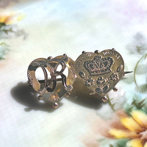 Antique Brooch Queen Victoria Diamond Jubilee 9k Gold Victorian