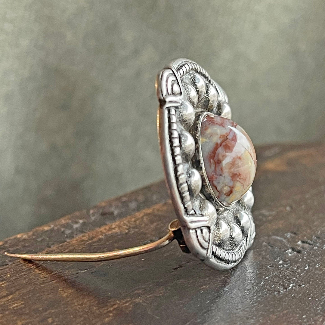 Norwegian Silver Agate Brooch by Henrik Moller, c. 1920