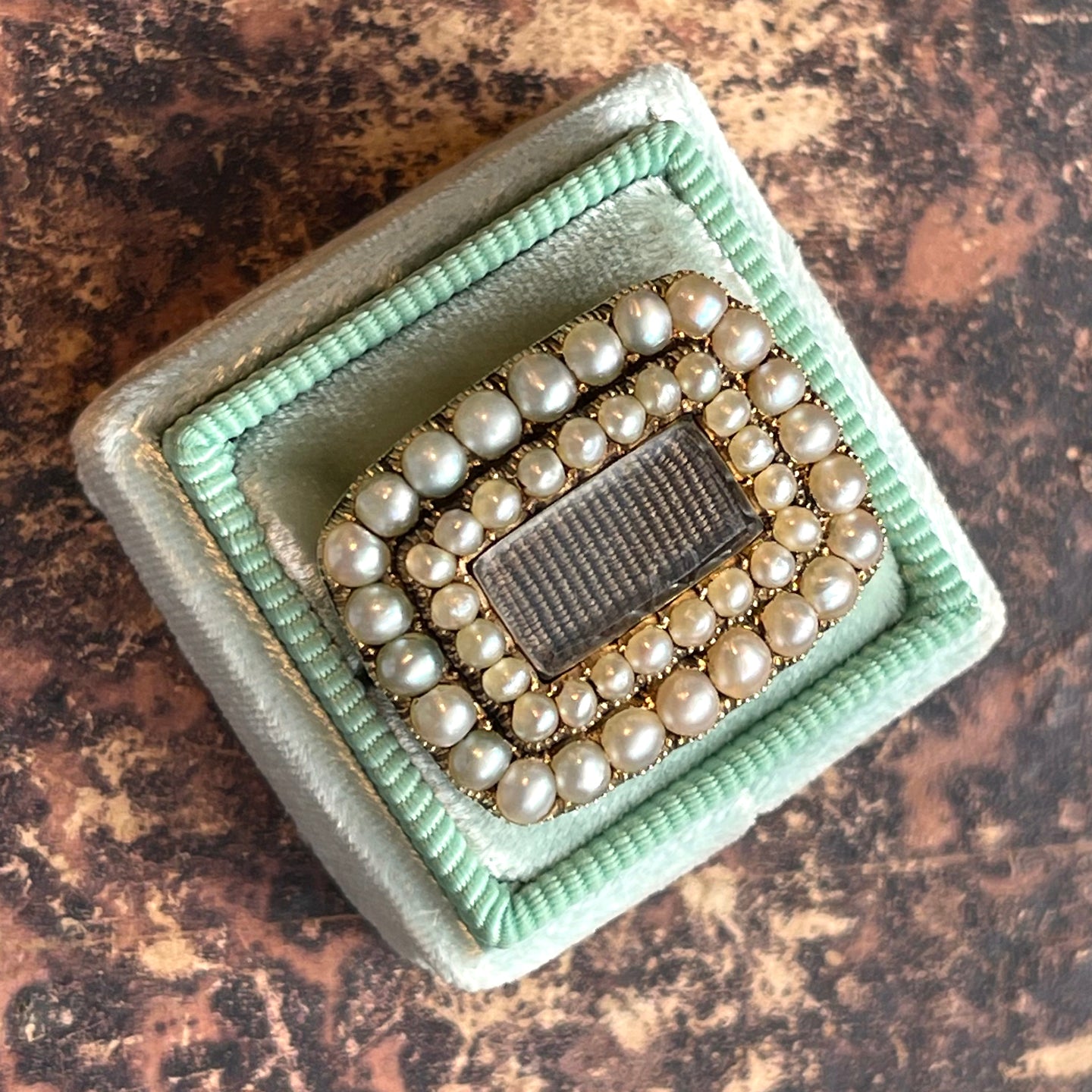 Georgian Pearl and Hair Brooch Pin 18k Gold