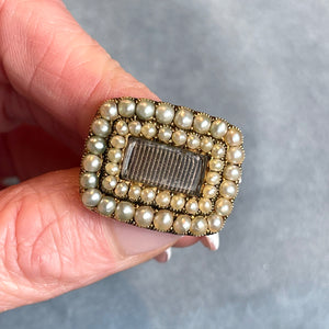 Georgian Pearl and Hair Brooch Pin 18k Gold