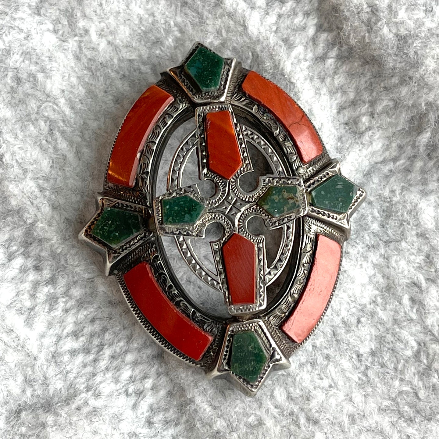 Victorian Silver Scottish Carnelian Bloodstone Brooch Pin