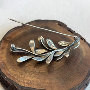 Vintage Silver Leaf Brooch Pin Bernard Instone