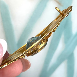 Antiuque French Art Noueau Aquamarine and Gold Brooch