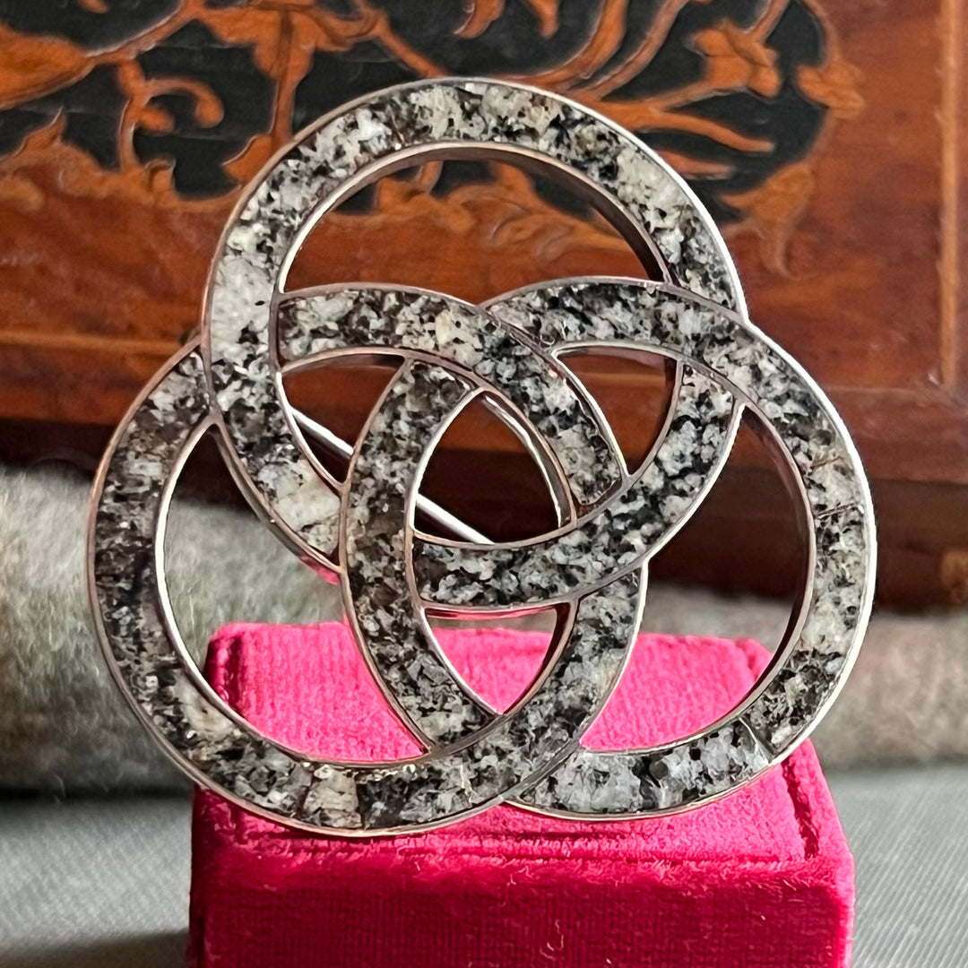 Antique Victorian Scottish Brooch Silver Granite by M. Rettie & Sons, Aberdeen, c.1870