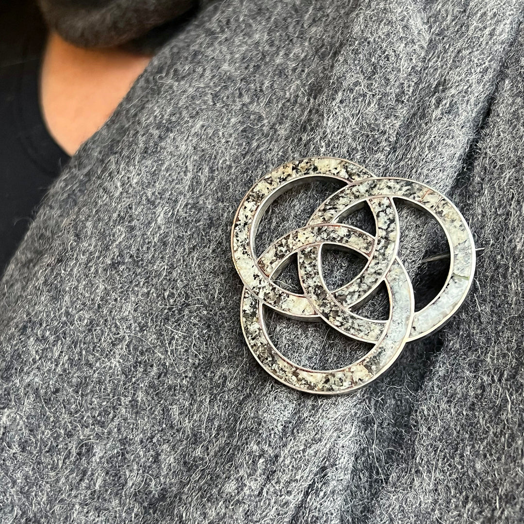 Antique Victorian Scottish Brooch Silver Granite by M. Rettie & Sons, Aberdeen, c.1870