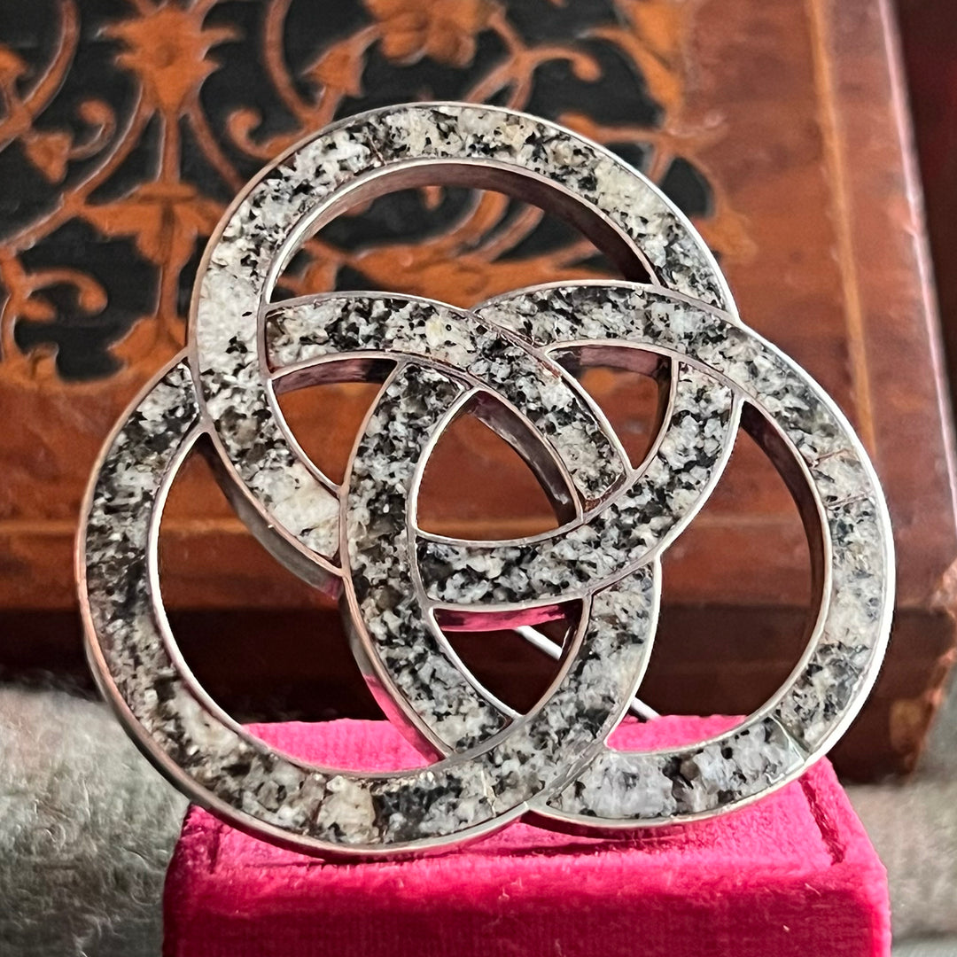 Antique Victorian Scottish Brooch Silver Granite by M. Rettie & Sons, Aberdeen, c.1870