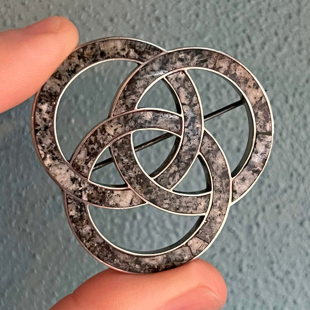 Antique Victorian Scottish Brooch Silver Granite by M. Rettie & Sons, Aberdeen, c.1870