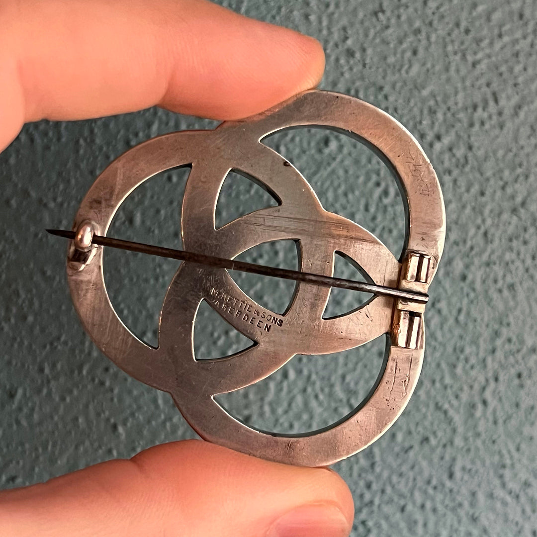 Antique Victorian Scottish Brooch Silver Granite by M. Rettie & Sons, Aberdeen, c.1870