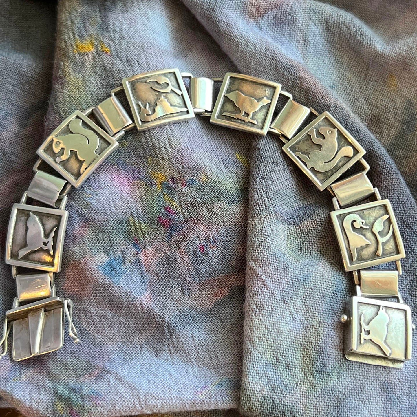 Vintage Swedish Silver Animal Link Bracelet Hermann Ole Jacobsen, c. 1950