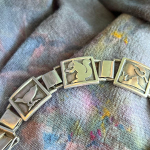 Vintage Swedish Silver Animal Link Bracelet Hermann Ole Jacobsen, c. 1950