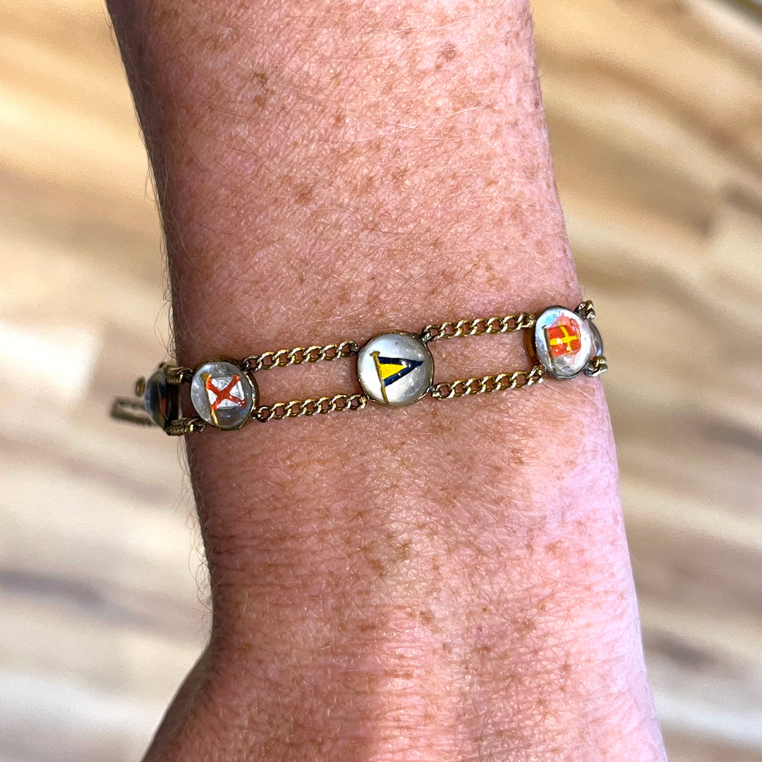 Vintage Gold 'Ever Yours' Essex Crystal Flags Bracelet