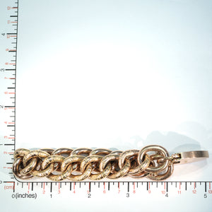 Victorian 9k Gold Curb Link Bracelet Heart Lock Large Chunky Links