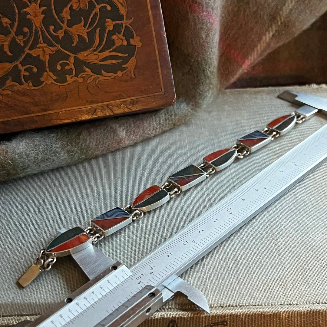 Vintage Scottish Agate Silver Bracelet, Birmingham 1937
