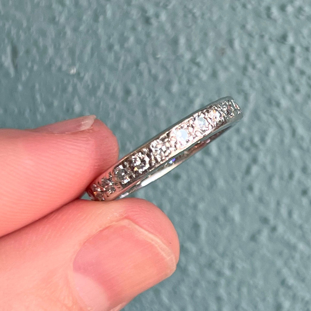 Belle Epoque French Diamond Eternity Band Ring Platinum, c.1920