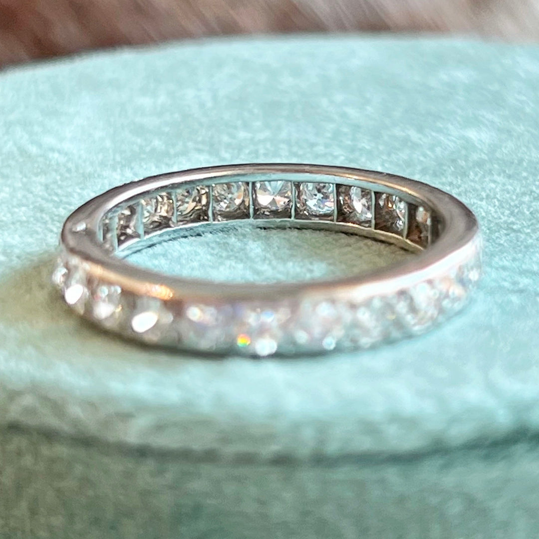 Belle Epoque French Diamond Eternity Band Ring Platinum, c.1920