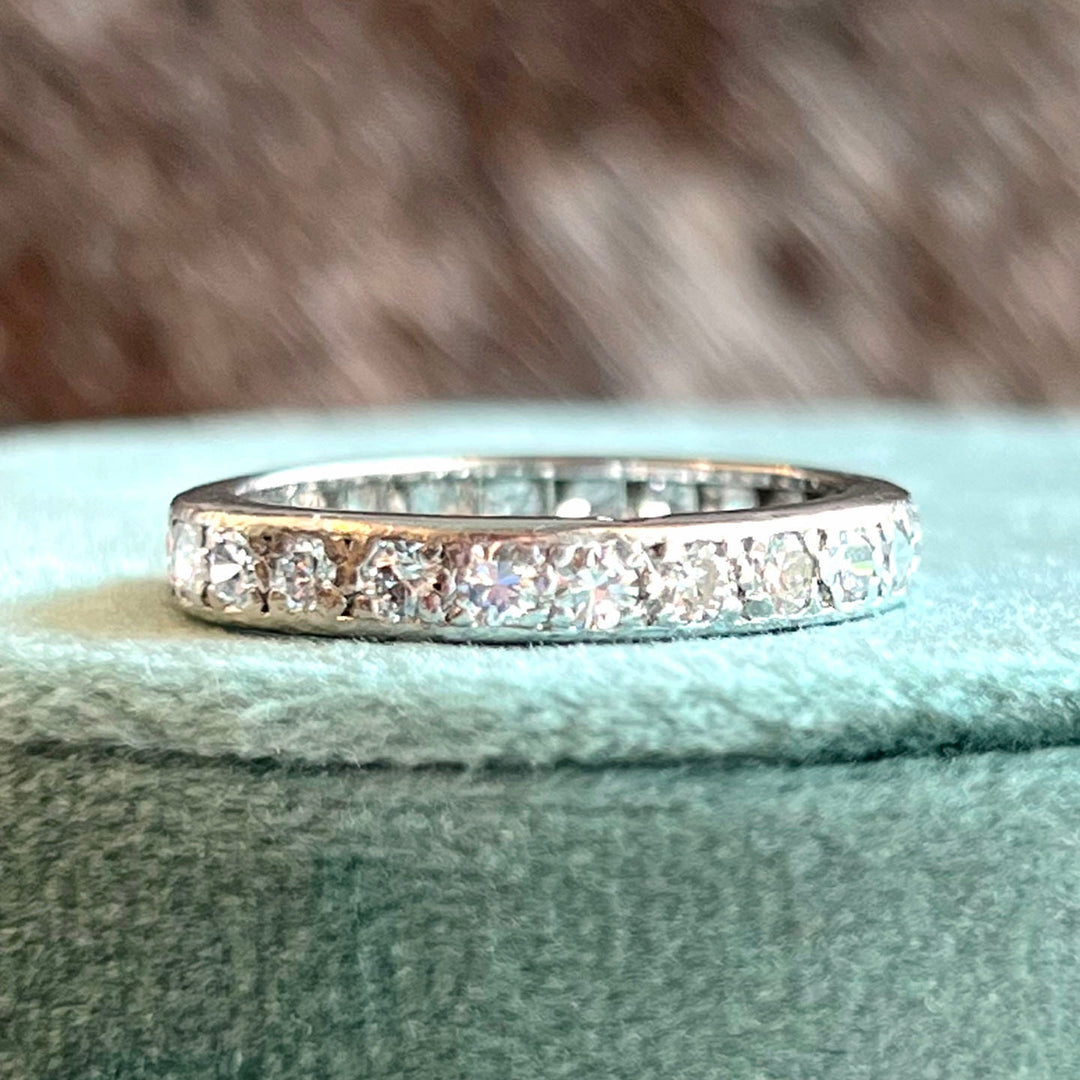 Belle Epoque French Diamond Eternity Band Ring Platinum, c.1920