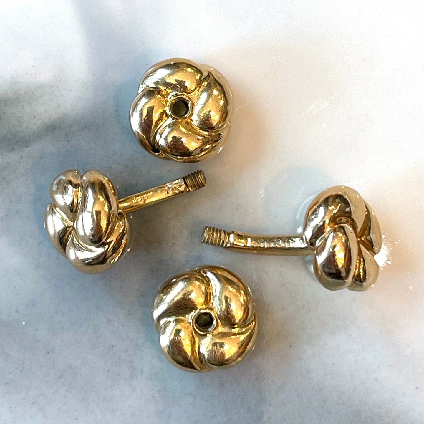Antique French Round Button Cufflinks 18k Gold