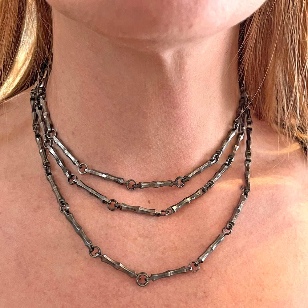 Antique Cut Steel Chain Unique Link