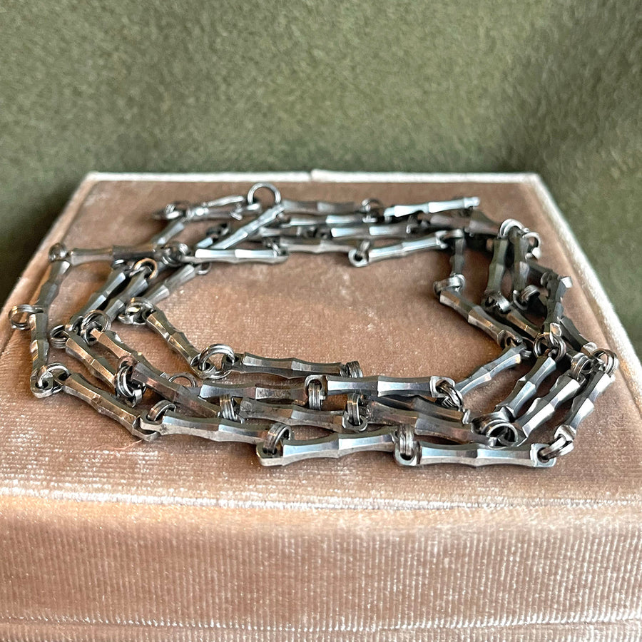 Antique Cut Steel Chain Unique Link