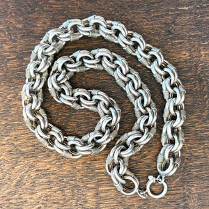 Chunky Antique Silver Handcrafted Victorian Chain Necklace