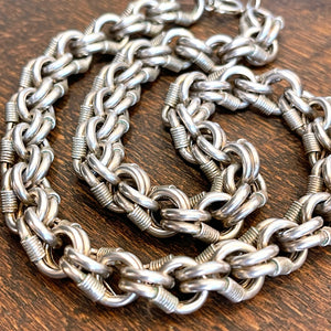 Chunky Antique Silver Handcrafted Victorian Chain Necklace