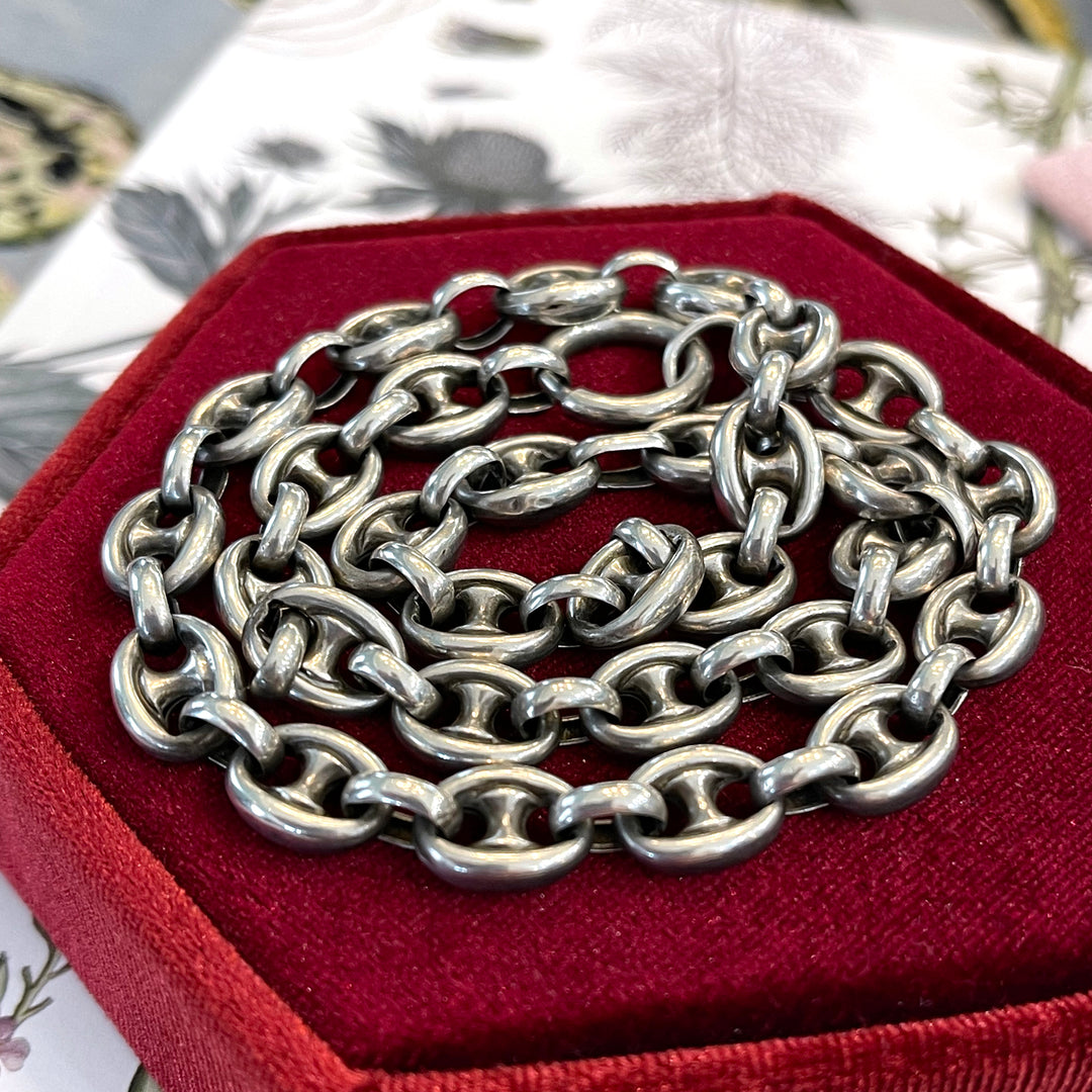 Victorian Silver Mariners Link Collar Anchor Link Chain