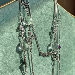 Antique Arts and Crafts Silver Amethyst Pools of Light Chain Necklace