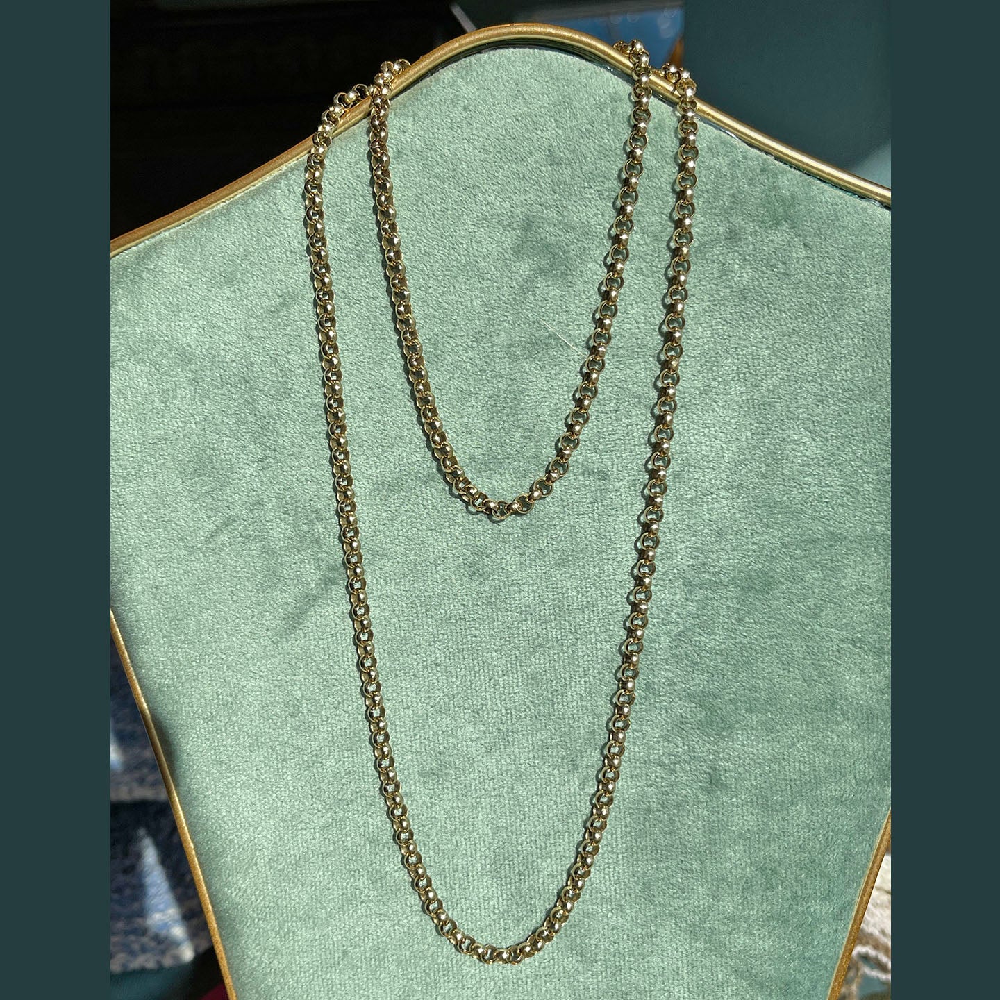 Antique 9k Edwardian Hand Crafted Long Guard Chain