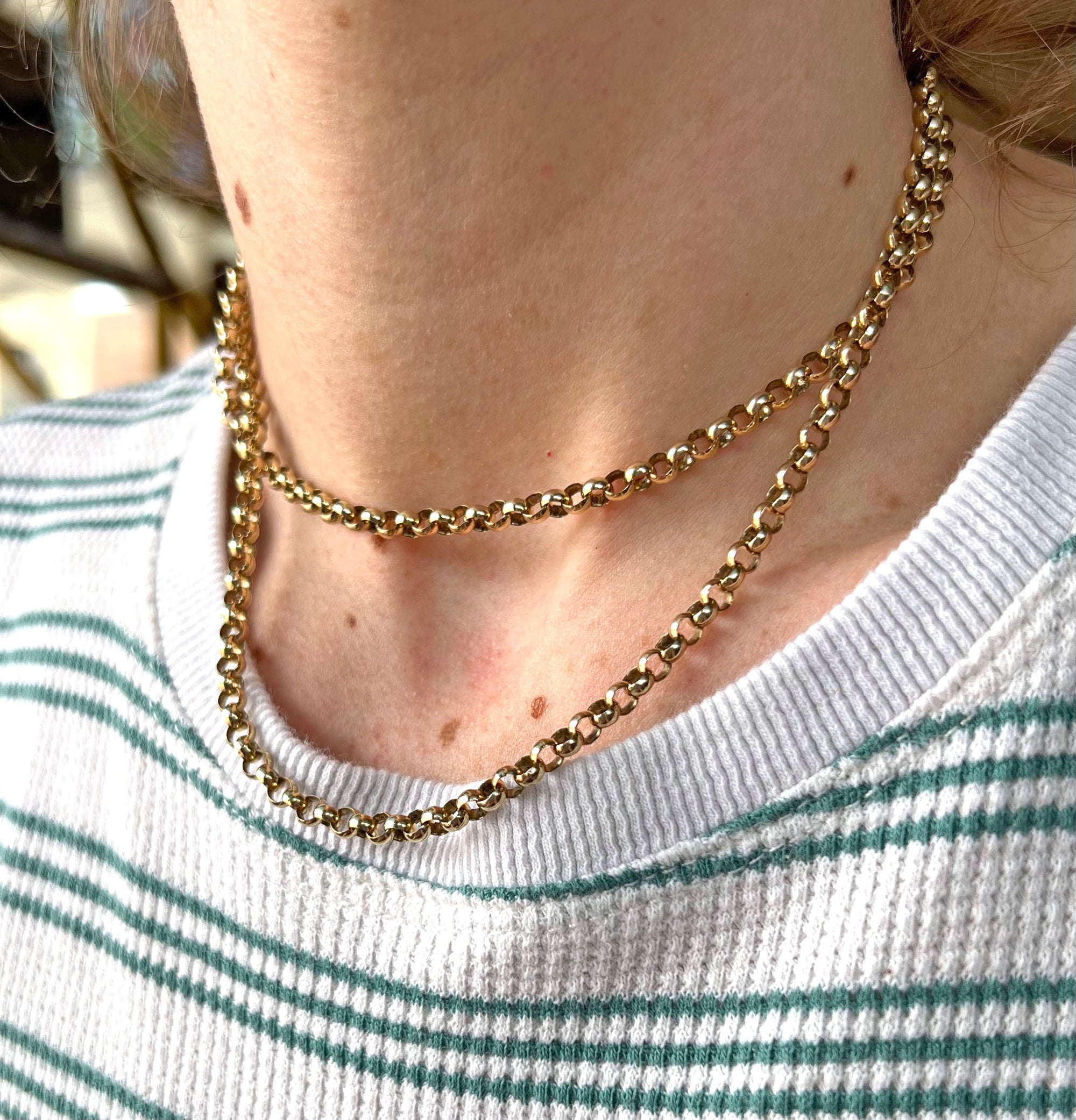 Antique 9k Edwardian Hand Crafted Long Guard Chain