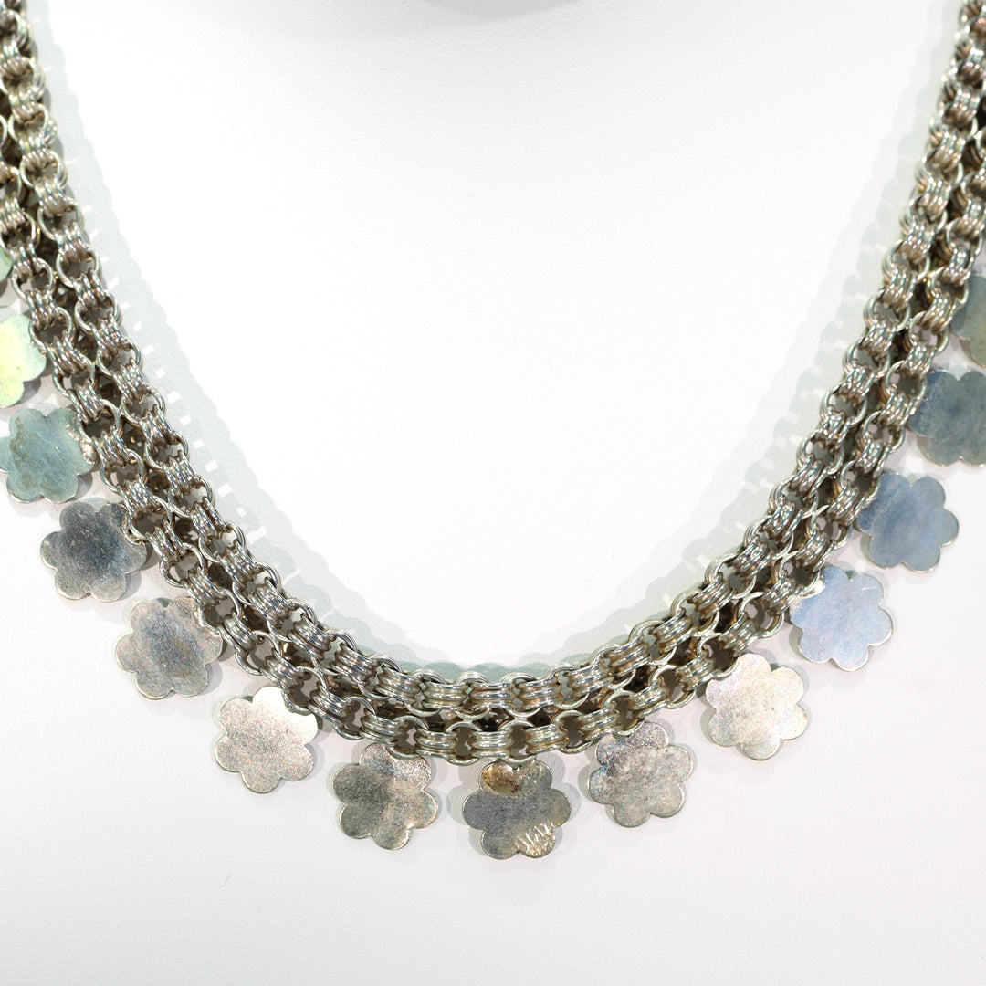 Antique Victorian Sterling Silver Collar Necklace c. 1880