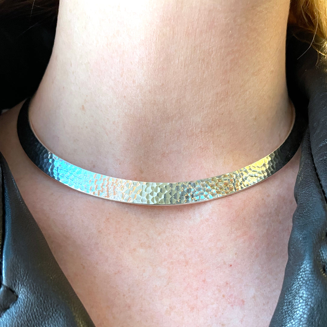 Vintage N.E. From Hammered Silver Torque Collar Necklace