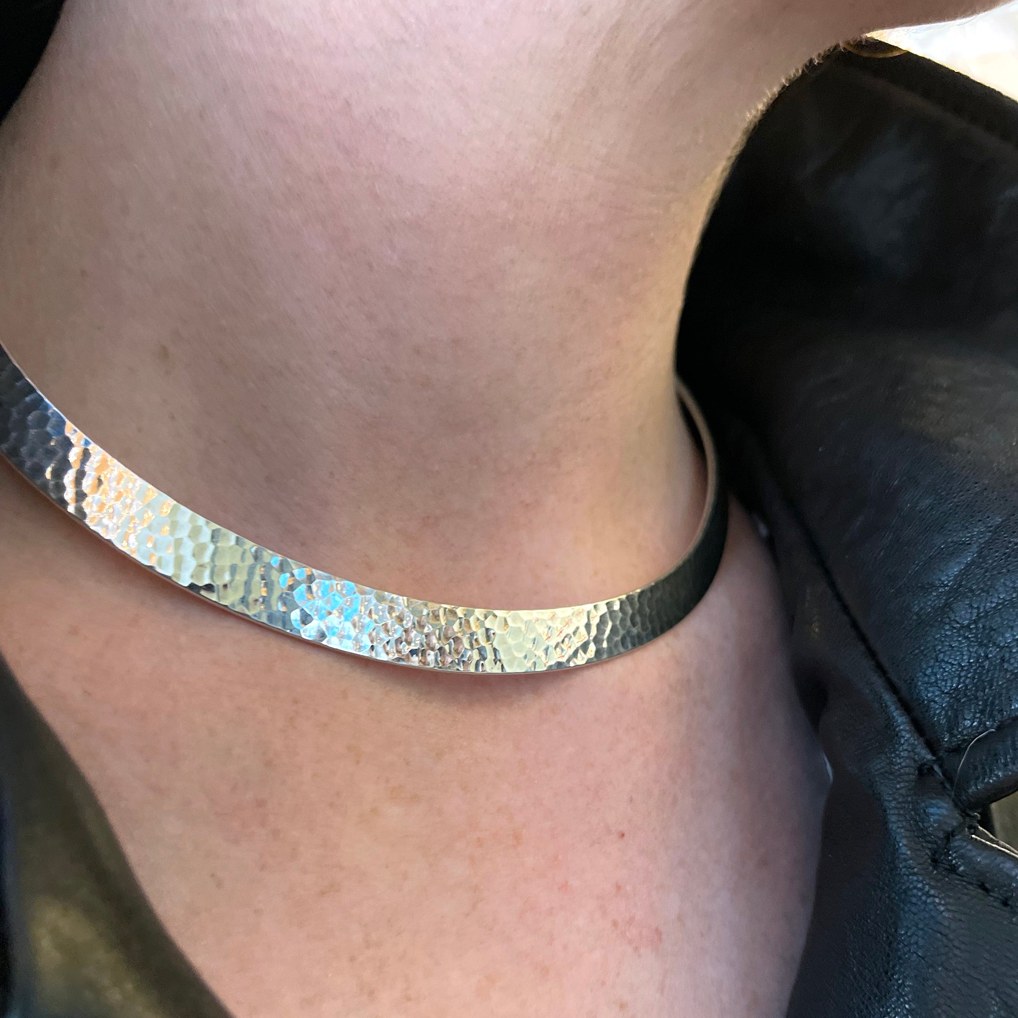 Vintage N.E. From Hammered Silver Torque Collar Necklace