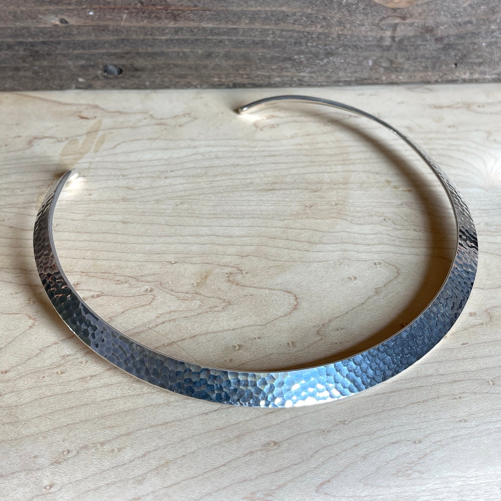 Vintage N.E. From Hammered Silver Torque Collar Necklace