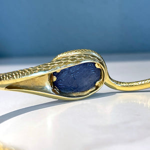 Art Deco 18k Gold Sapphire Snake Collar Necklace Omega Ouroboros