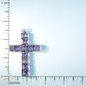 Antique Silver Faceted Amethyst Cross Pendant
