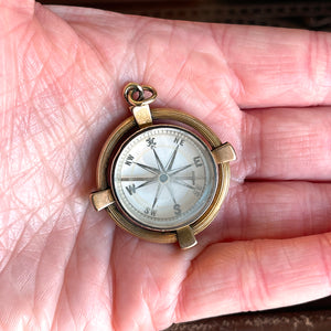 Antique Victorian Carnelian Compass Fob Pendant 15k Gold