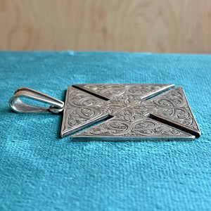 Victorian Engraved Square Cross Fob Pendant Dated 1874