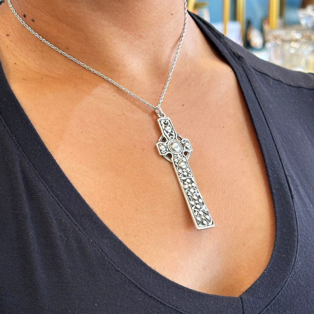Antique Sterling Silver Celtic Cross Pendant, c. 1930