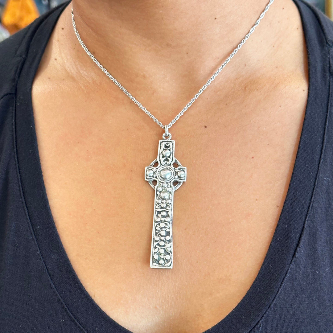 Antique Sterling Silver Celtic Cross Pendant, c. 1930