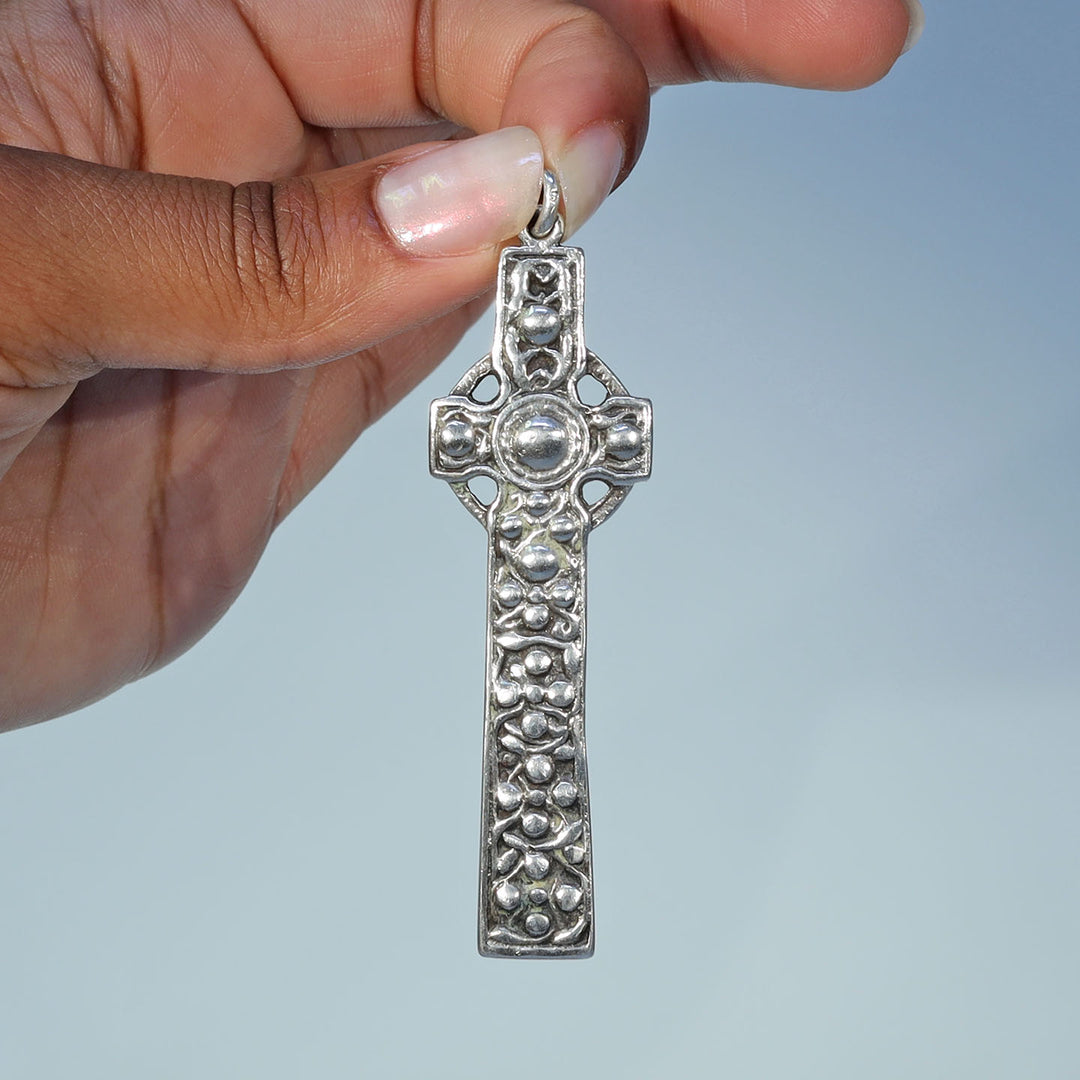 Antique Sterling Silver Celtic Cross Pendant, c. 1930