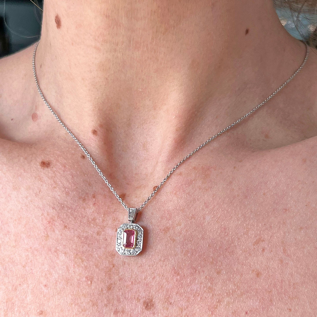 pink sapphire pendant worn as necklace elegant jewelry