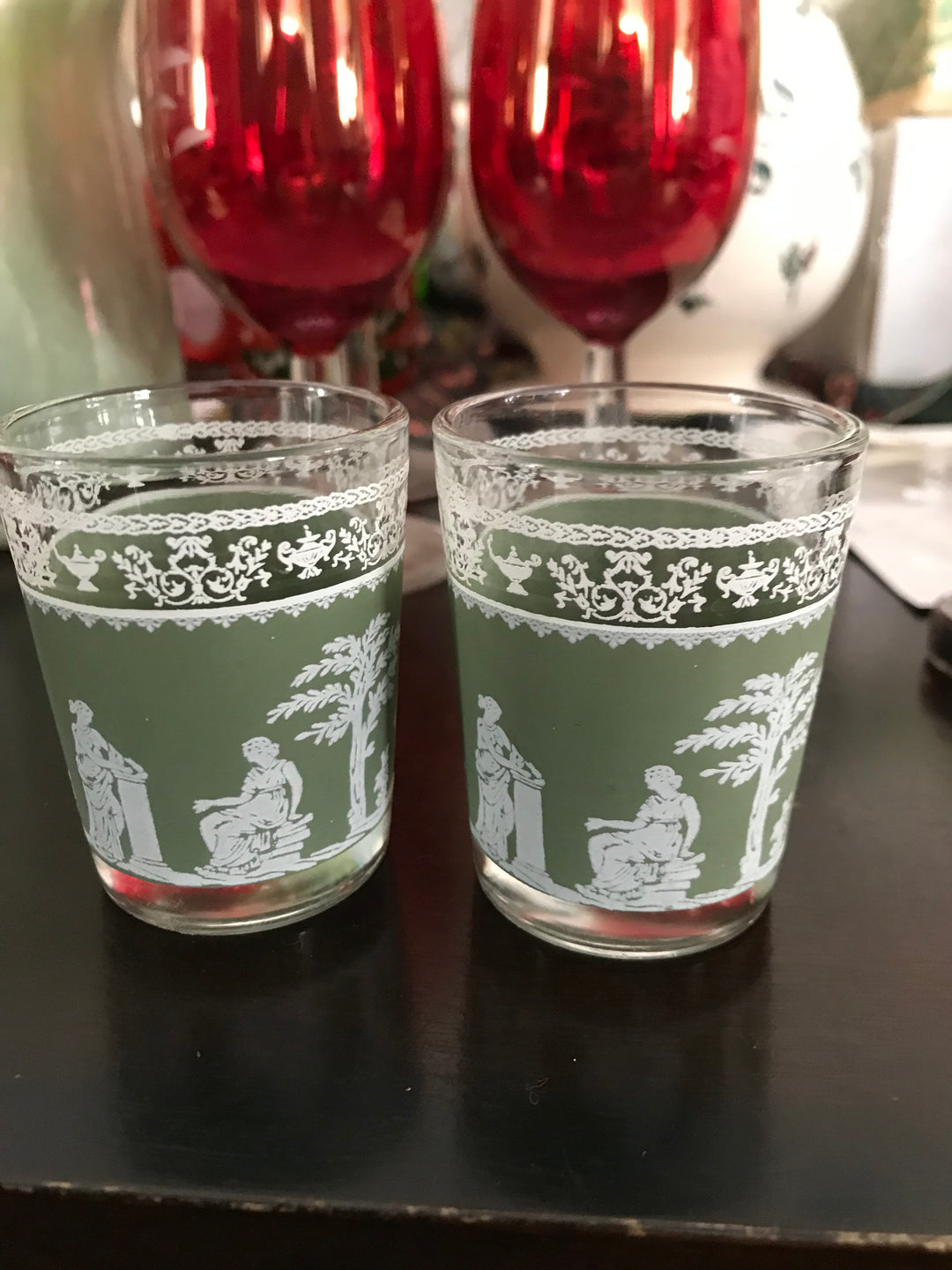 Wedgwood Jasperwear Hellenic Jeanette Green Shot Glasses - set of 2