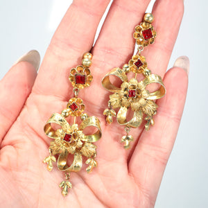Antique Silver Gilt and Paste Iberian Earrings